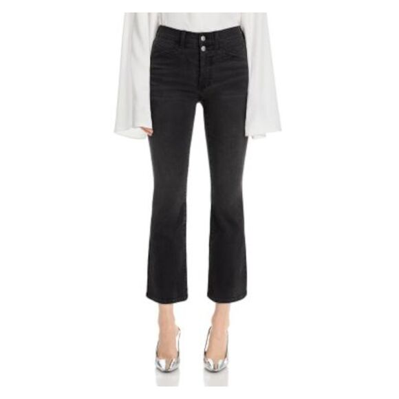 MADEWELL Denim - MADEWELL Womens Black Zippered Pocketed Ankle Length Flare Jeans 32